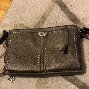 Brighton Chocolate Leather Crossbody with Silver Details